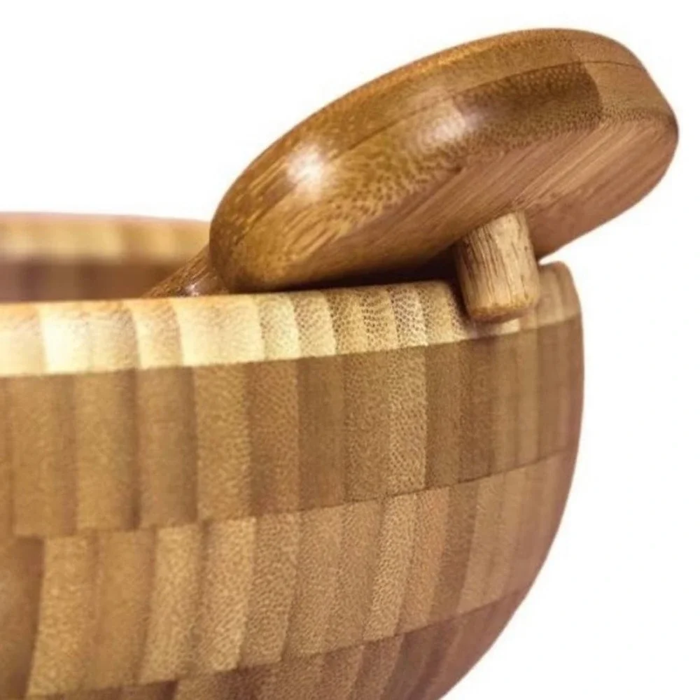 Totally Bamboo Salad Hands 2 Pieces Toss Mix Serve Natural Wood Farmhouse